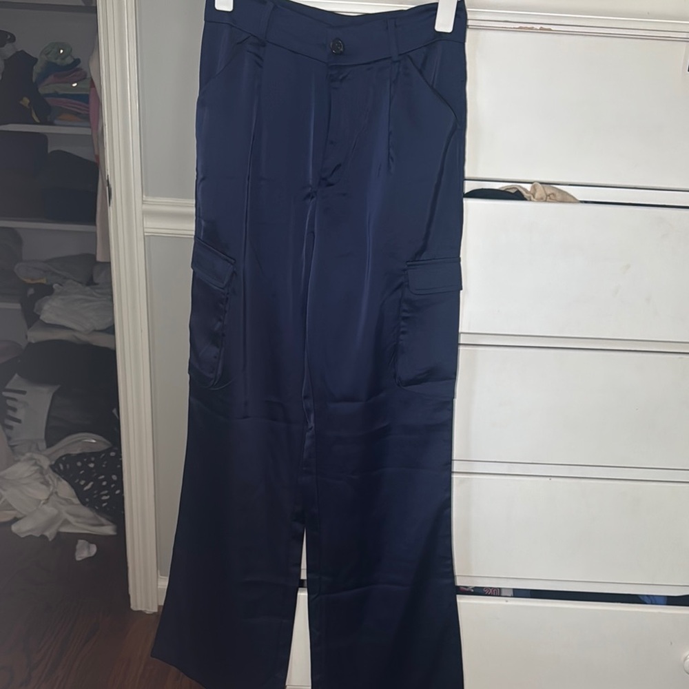 Princess Polly Blue Cargo Pants Wide-Leg High-Waisted